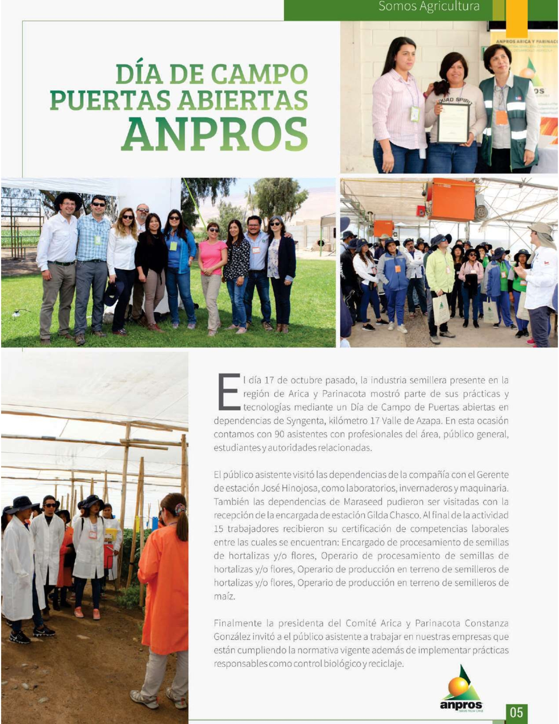 Revista Somos Agricultura destaca realización de Día de campo en Arica